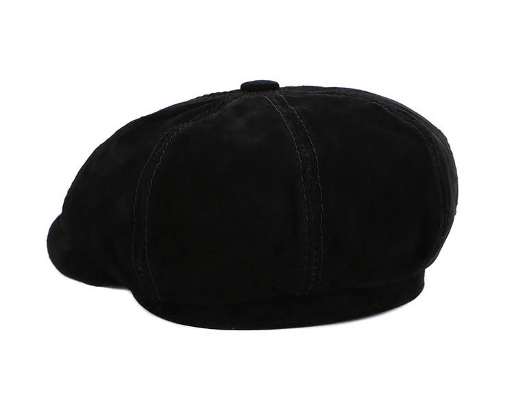Retro Boina Männer Baskenmütze Hüte Unisex Echtes Leder Wildleder Achteckige Kappen Männlich Rrinted Patten Atmungsaktive Gatsby Gorra Dropshipping – Detail 5