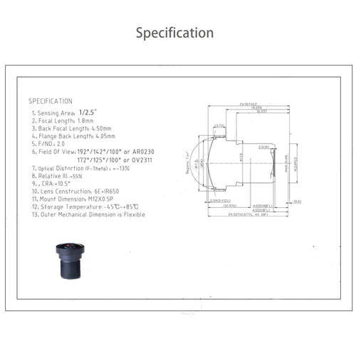 Witrue 어안 렌즈 광각 HD 5MP 1.8MM M12 마운트 F2.0, 감시 보안 카메라 CCTV 액세서리, 1/2 인치 5