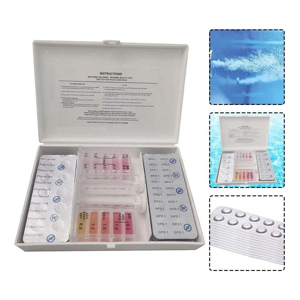 3in1 Pool Water Test Kit PH Testing Water Quality With Box Outdoor Swimming Pool Quality Testing Tool Accessories water quality test kit