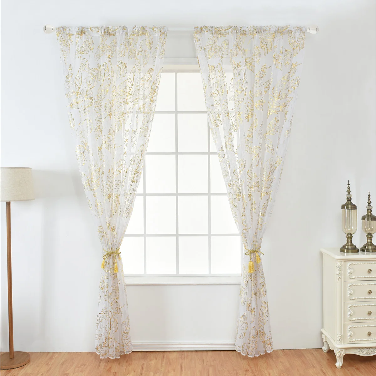 

Sheer Curtains Half Shading Tulle Rod Voile Small and Fresh Decorative Window Screening Floral