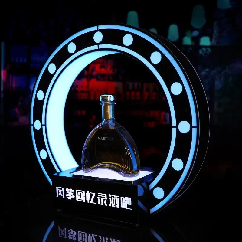 New Lotus Flower LED Circle Metal Ring Perrier Jouet Champagne Bottle Presenter For Night Club Lounge Party Decoration