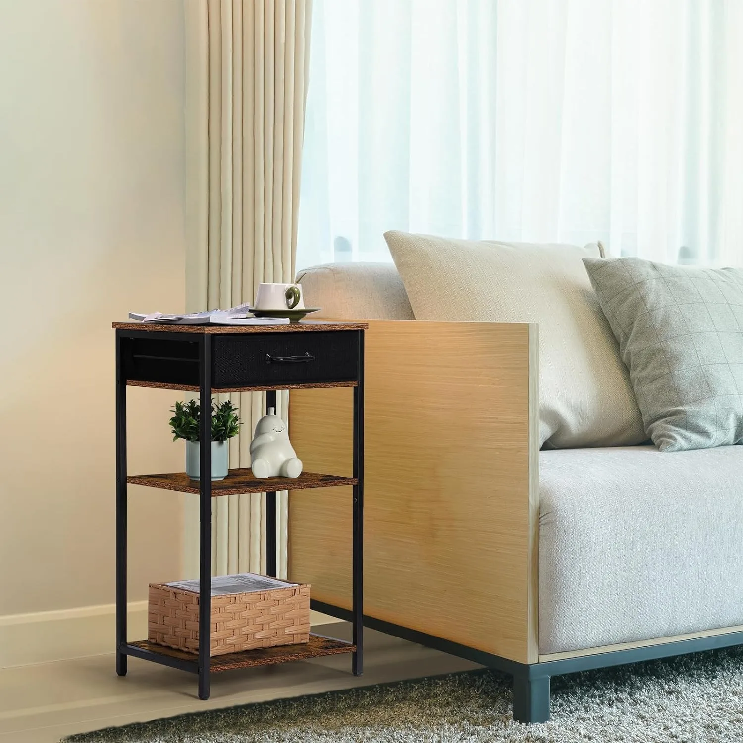 Printer Stand White Printer Rack with Storage Table 3 Tier Shelf Wood Book Organizer Holder