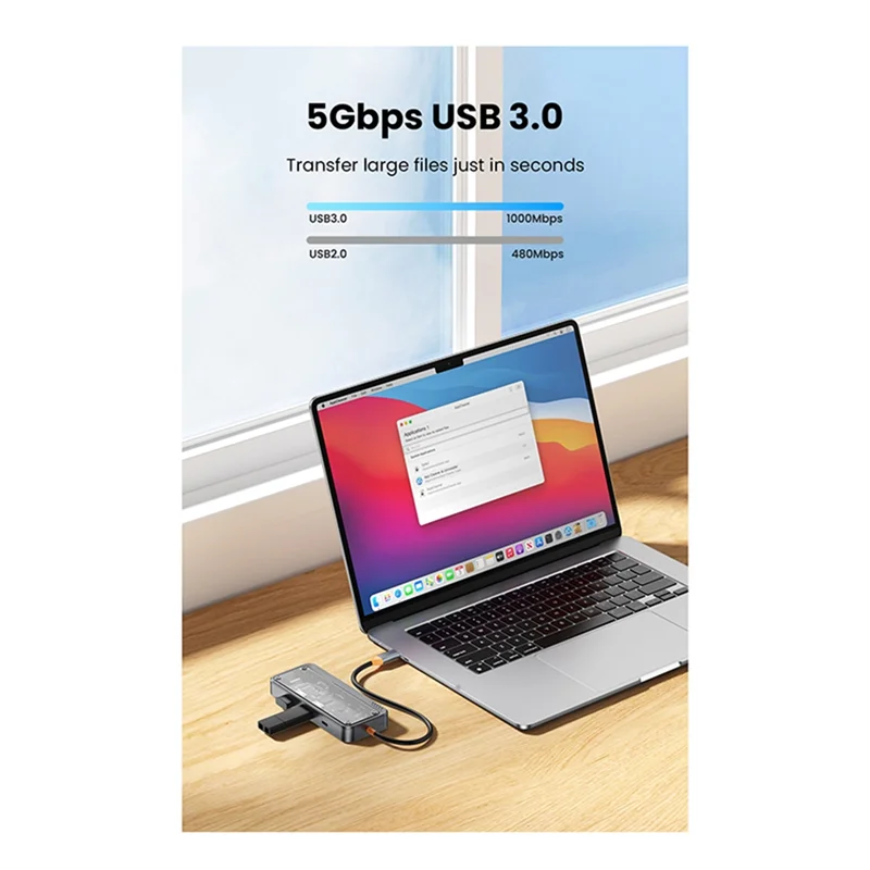 USB C Hub 8-In-1 Type-C 3.1 To 4K Adapter 5GB RJ45 SD/TF Card Reader Hub Dark Sky Gray & Transparent USB 3.0 100W PD For Laptops
