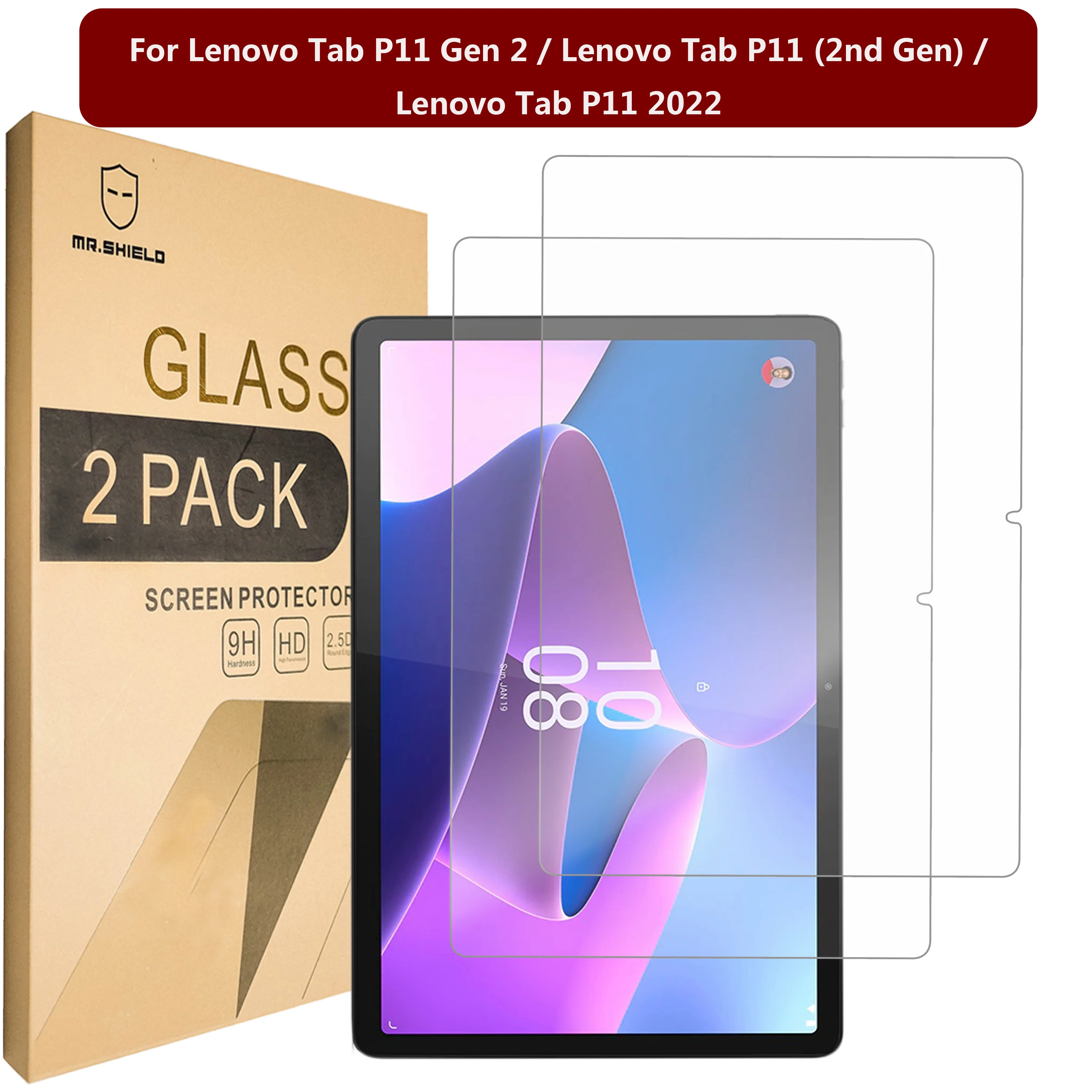 

Mr.Shield [2-Pack] Screen Protector For Lenovo Tab P11 Gen 2 / Lenovo Tab P11 (2nd Gen) / Lenovo Tab P11 2022 [Tempered Glass]
