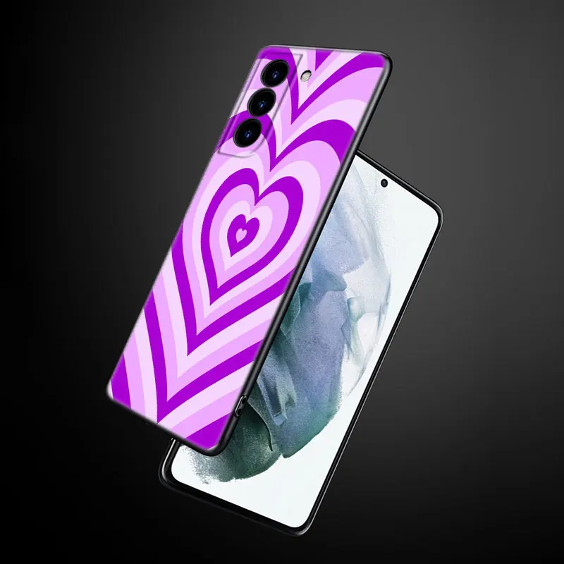 Pink Heart Circle Phone Case For Samsung Galaxy S22 Pro S21 S20 Ultra FE S10 Lite 5G S10E S9 S8 Plus Soft TPU Black Cover- S01c23c3cfb194d36bf6f2de4b9b3cd6fl