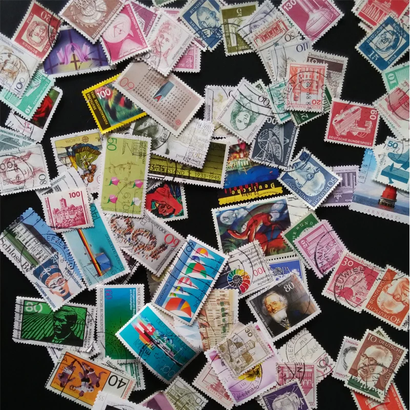 500 verschiedene deutsche Briefmarken, echte gestempelte Briefmarken-Sammlung, Vintage-Aufkleber, Tagebuch-Dekoration, Scrapbooking-Zubehör – Detail 1