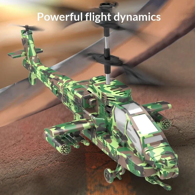 AH-64 아파치 원격 조종 헬리콥터 2.4G 충전식 내충격성 고도 유지 자동 호버 어린이용 군용 전투기 장난감