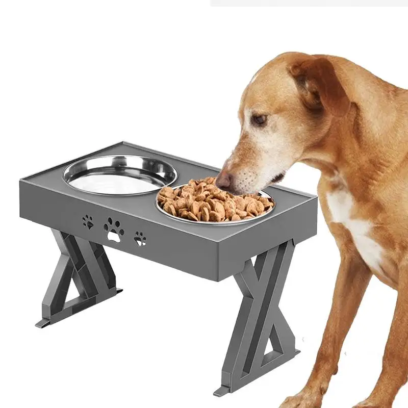 

Миски для корма для собак, регулируемая по высоте подставка с набором миски для еды и воды, товары для домашних питомцев для маленьких, средних и больших собак.