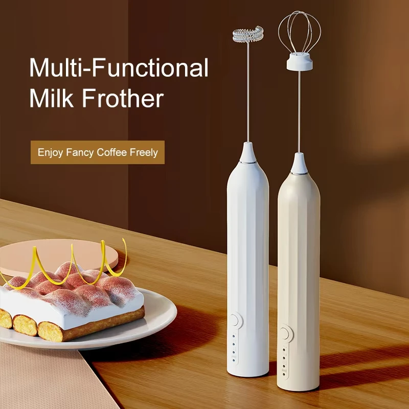 Electric coffee mixer, milk frother, egg beater, 3-speed rechargeable handheld cream mixer, kitchen mixer 4