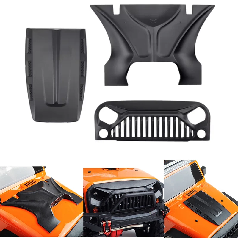 1:10 Jeep Wrangler Rubicon RC Karosserie für Axial SCX10/D90/90046/90047 – Angry Face Style, MS Hood Grille, 313 mm Radstand