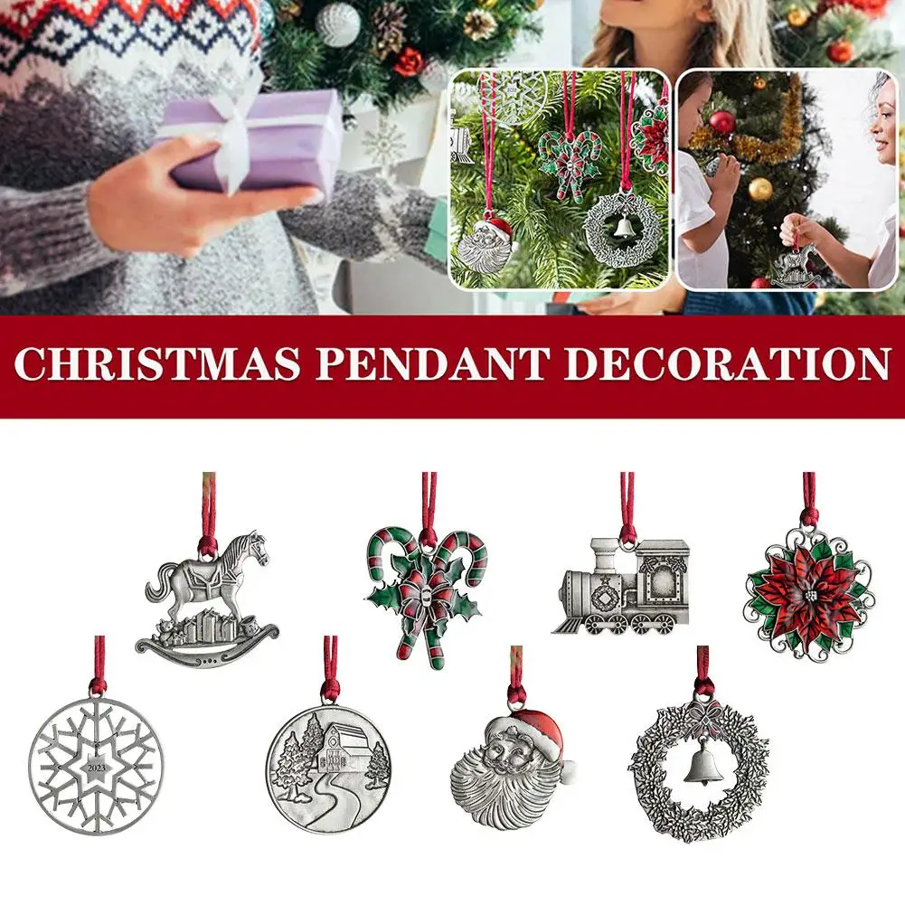 

Christmas Pendant Xmas Tree Decorations Hanging Metal Claus Santa Gift DIY Kids Toys Snowman Ornaments Xmas Party Q9C4
