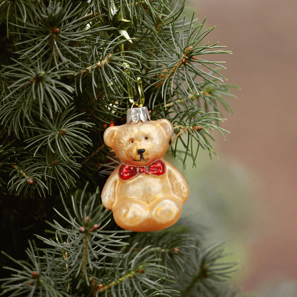 1PairChristmasTreeOrnamentsGlassBearNewyearDecorationsforHome