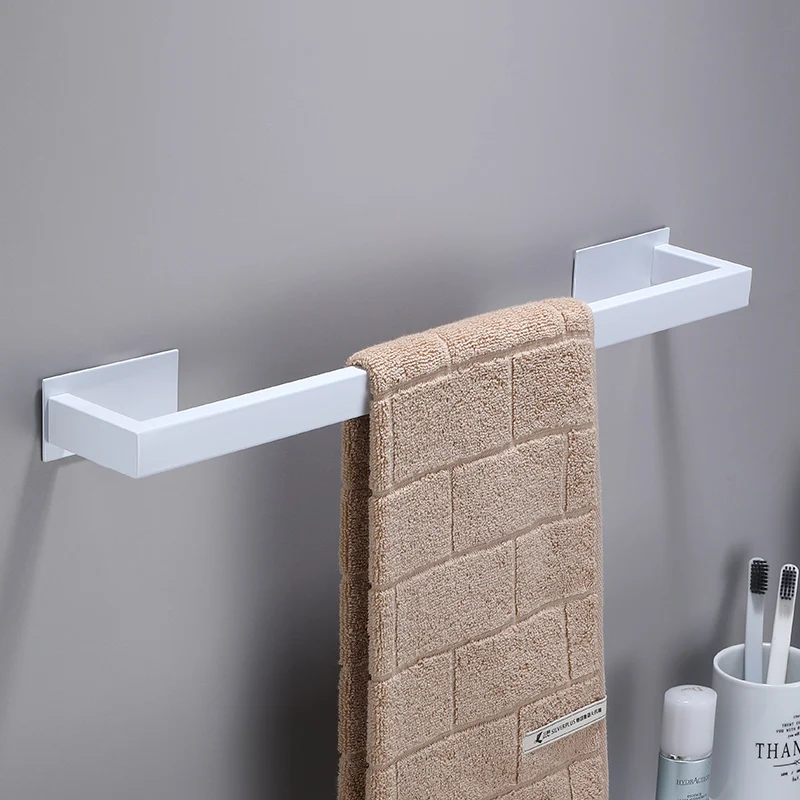 No Drilling Stainless Steel Self-adhesive Towel Bar Paper Holder Robe Hook Towel Ring Bathroom Accessories Set