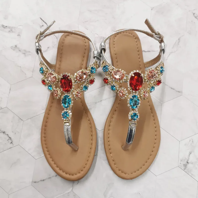 Women Sandals Women Shoes Summer Fashion Rhinestone Decoration Simple Comfortable Casual Buckle Sandalias De Mujer