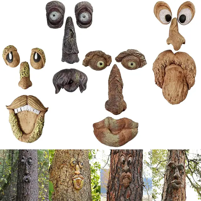Új Világító Fa Arc Arcfajta Gyanta Dísz Kerti Dekoráció Figurák Tündérek Pixies Udvari - Image 3