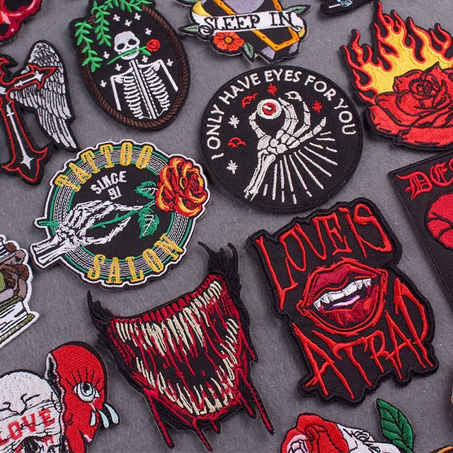 Cool Skull Patch Embroidery Patches On Clothes Iron On Patches For