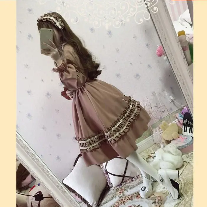 Lolita Dress Lolita Cosplay Costumes Harajuku Japanese Kawaii Sweet Vintage Retro Party Femme Bowknot Cute Cosplay Dress
