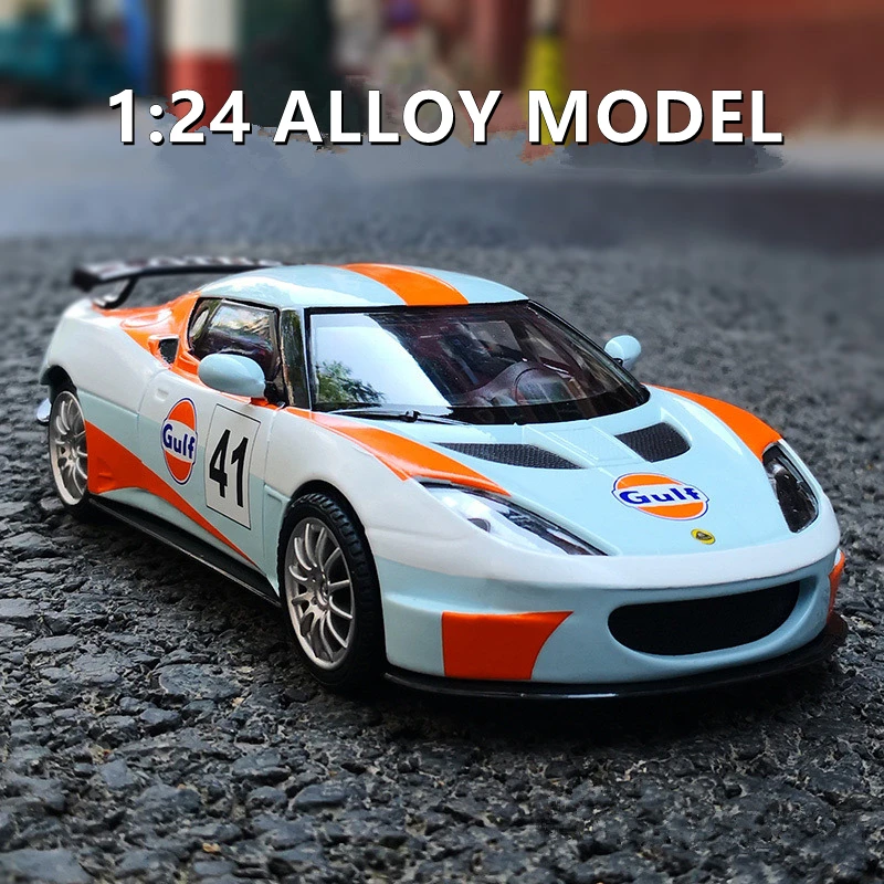 

Модель спортивного автомобиля Lotus GT4 в масштабе 1:24, литой металлический игрушечный автомобиль