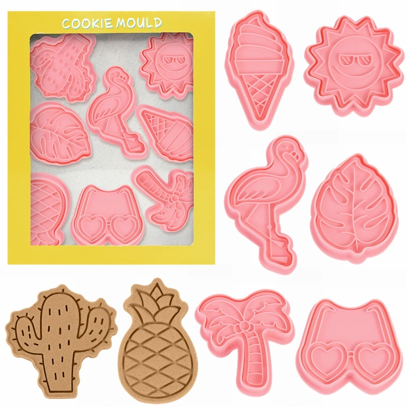 

Hawaii Party Plastic Biscuit Mold Flamingo Pineapple Cactus Pattern Cookie Cutter DIY Fondant Cake Baking Tools for Summer Party