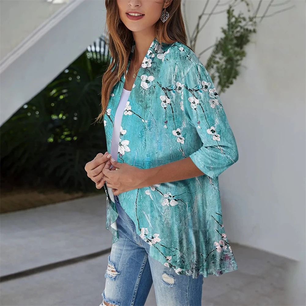 2023 Cardigan For Women Short Sleeve Open Front Boho Kimono