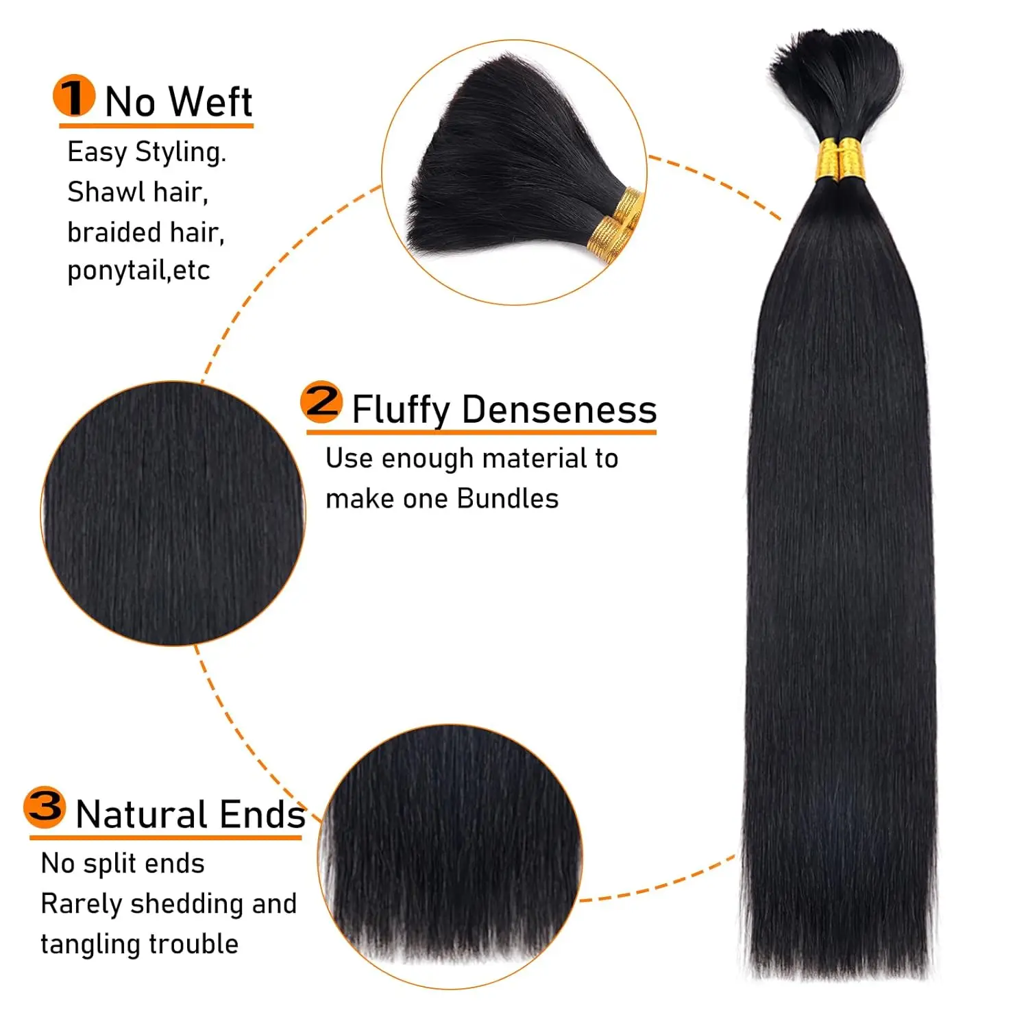 Straight Bulk Human Hair for Braiding No Weft Micro Braiding Hair Braids Extensions 100% Unprocessed Extensions Bulk