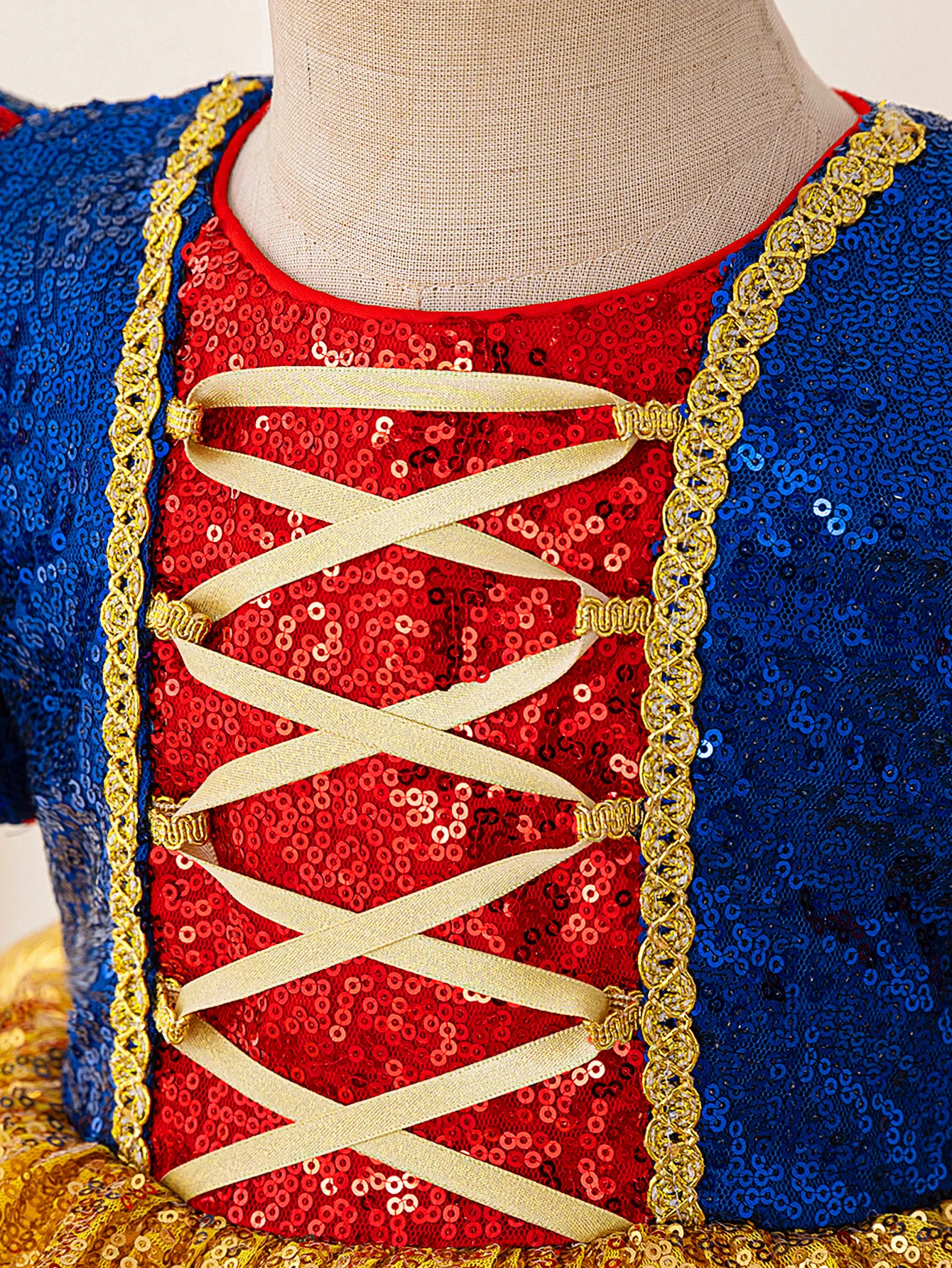Prinzessinnenkleid mit paillettenbesetzten Blasenärmeln, elegantes Prinzessinnen-Märchen-Prinzessinnenkleid, geeignet zum Rollenspiel-Geburtstag – Detail 7