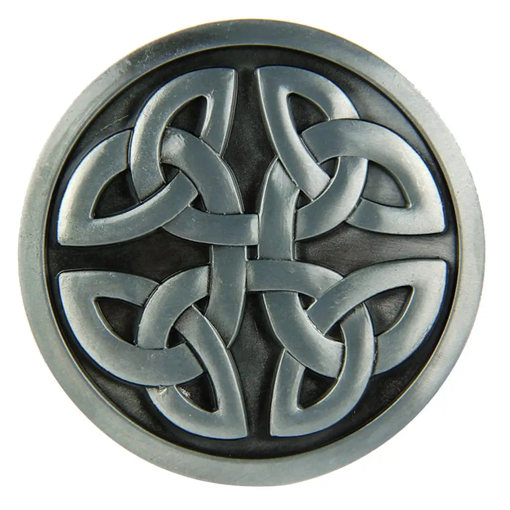 Decorative Pattern Western Style Cowboy Silver Round Belt Buckle Men