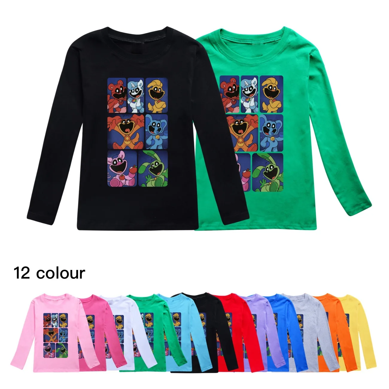 

Smiling Critters Tshirt Teenager Boys Cartoon Catnap Clothes Kids O Neck T-shirts Girls Long Sleeve T-shirts Children's Clothing