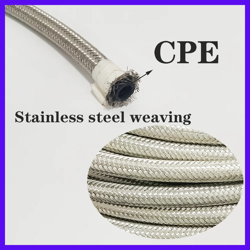 1M AN4-AN20 Universal Car Fuel Hose Oil Gas Cooler Hose Line Pipe Tube Stainless Steel Braided Inside CPE Rubber Silvery