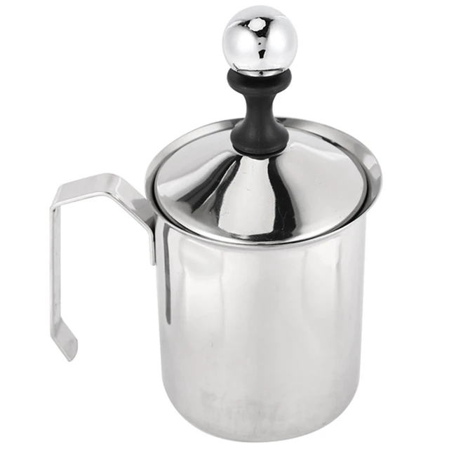 Stainless Steel Manual Milk Frother, Hand Pump Milk Foamer With