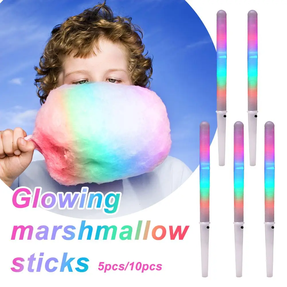 

5/10 PCS Colorful LED Glow Sticks Cotton Candy Cones Props Glowing Reusable Tubes Party LED Marshmallows Sticks Light H8Z8