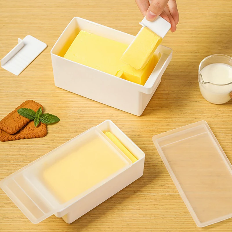 Butter Dish With Cover Butter Fresh-keeping Box With Cutter Slicer Countertop Butter Box For Refrigerator Storage Home