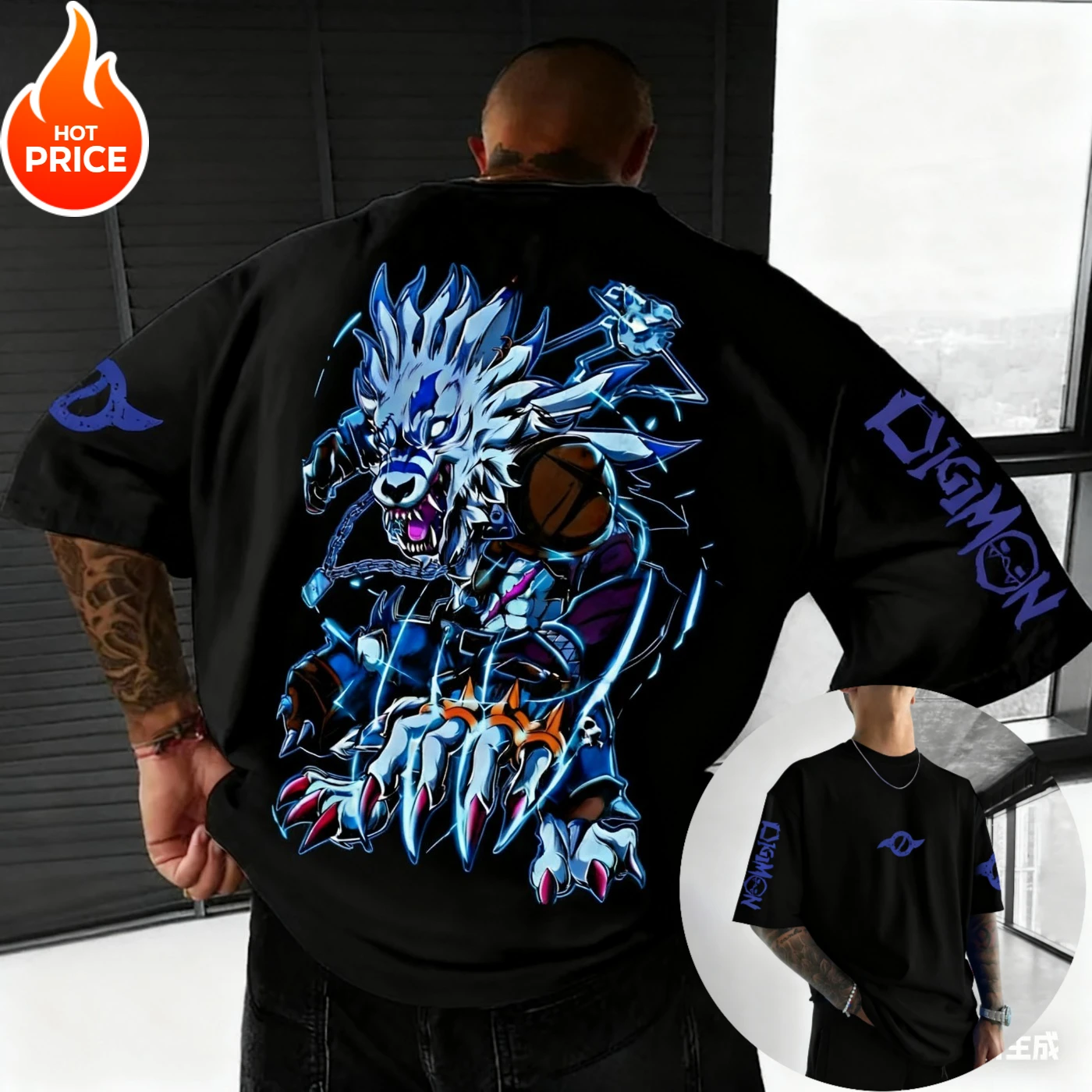 Digimon Anime Garurumon 2025 New Harajuku Men Vintage Summer T