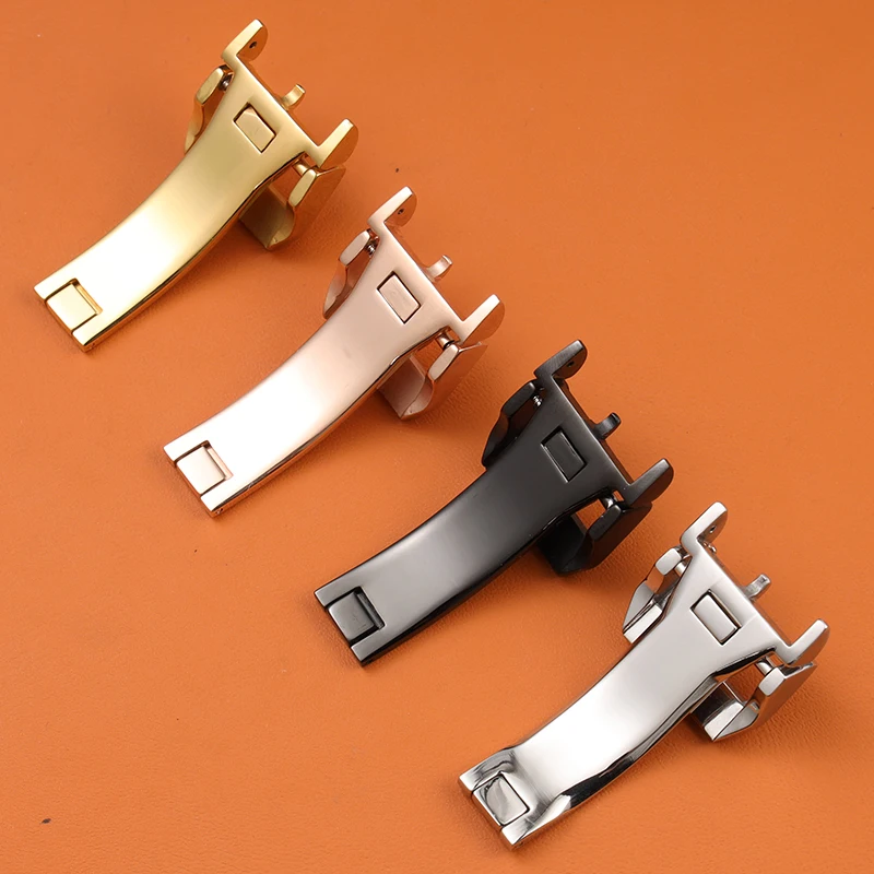 18mm Stainless Steel Folding Clasp for IWC Pilot Mark Portuguese PORTOFINO Little Prince Rubber Leather Strap Deployment Buckle