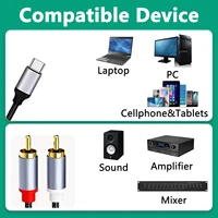 RCA Cable 3.5mm Jack Type C to 2 RCA Aux Audio Cable 3.5 mm to 2RCA Male Adapter Splitter for TV Box apple tv Speaker Wire Cord - Image 2