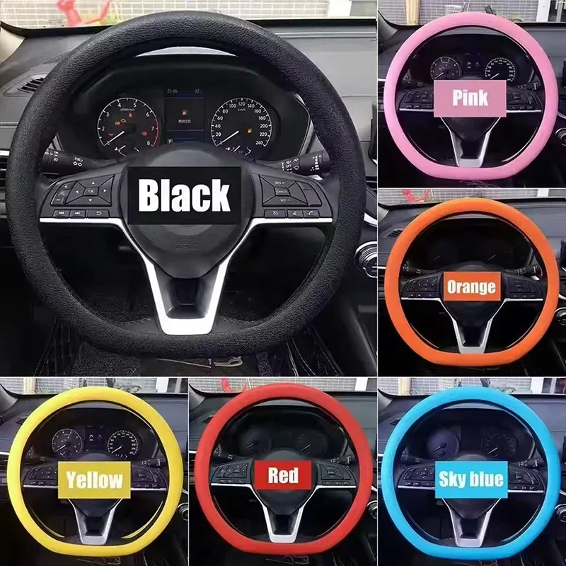 Universal Car Non-slip Silicone Steering Wheel Cover Elastic Texture D-shaped Steering Wheel Covers Car Decoration 00Accessories
