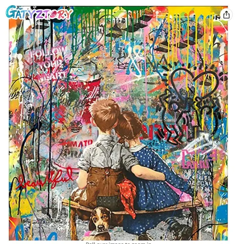 

GATYZTORY Paint By Number Girl and boy Drawing On Canvas HandPainted Art Gift DIY Pictures By Number portrait Kits Home Decor