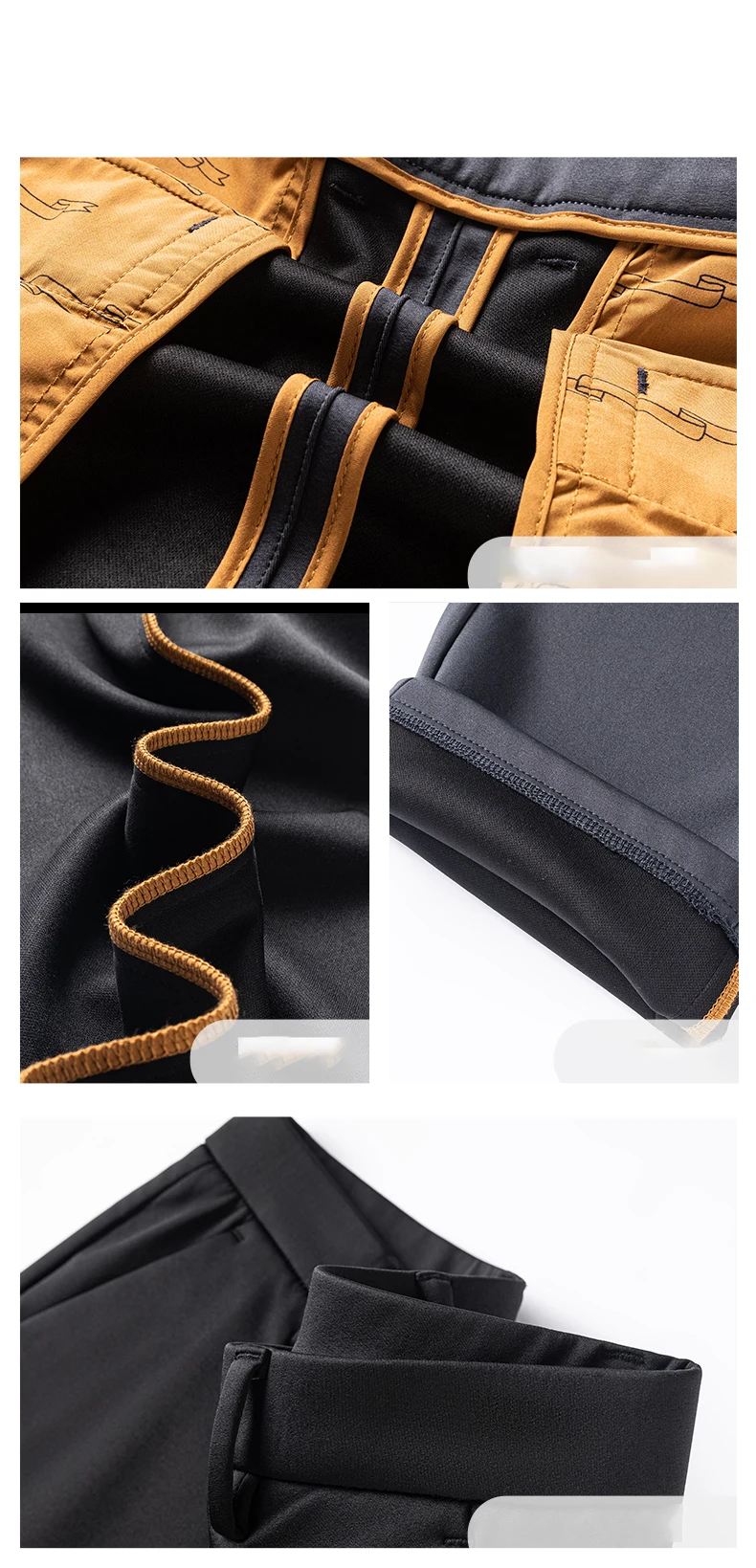 Men's Winter Ice Silk Stretch Suit Pants Slim-fit Slacks in Solid Color Outdoors  Men's Sophisticated and Comfortable Slacks