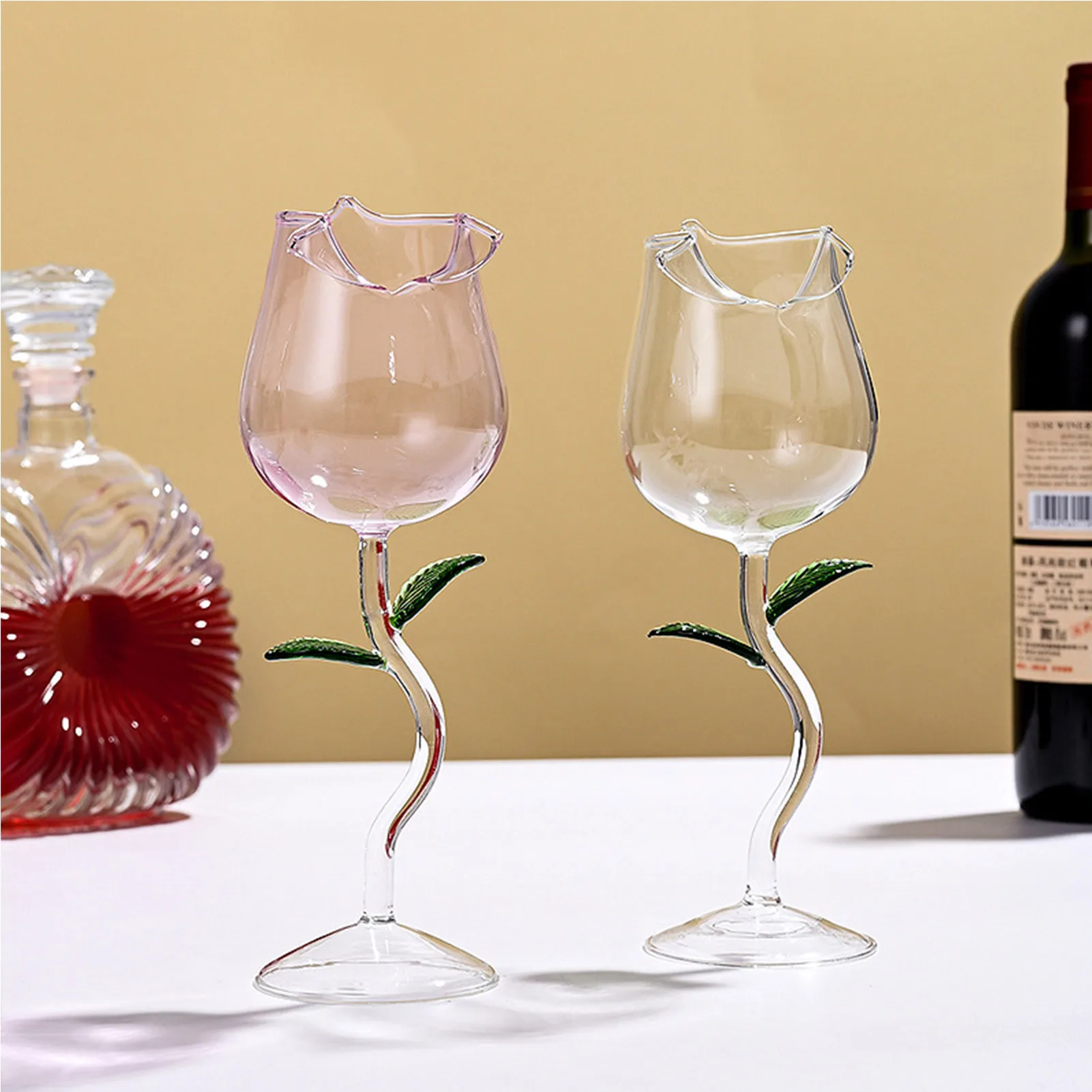 Уникальный Бокал для вина в форме розы с цветными розовыми листьями бокал для красного вина бокал для коктейлей бокал для питья свадьбы дня рождения вечеринки