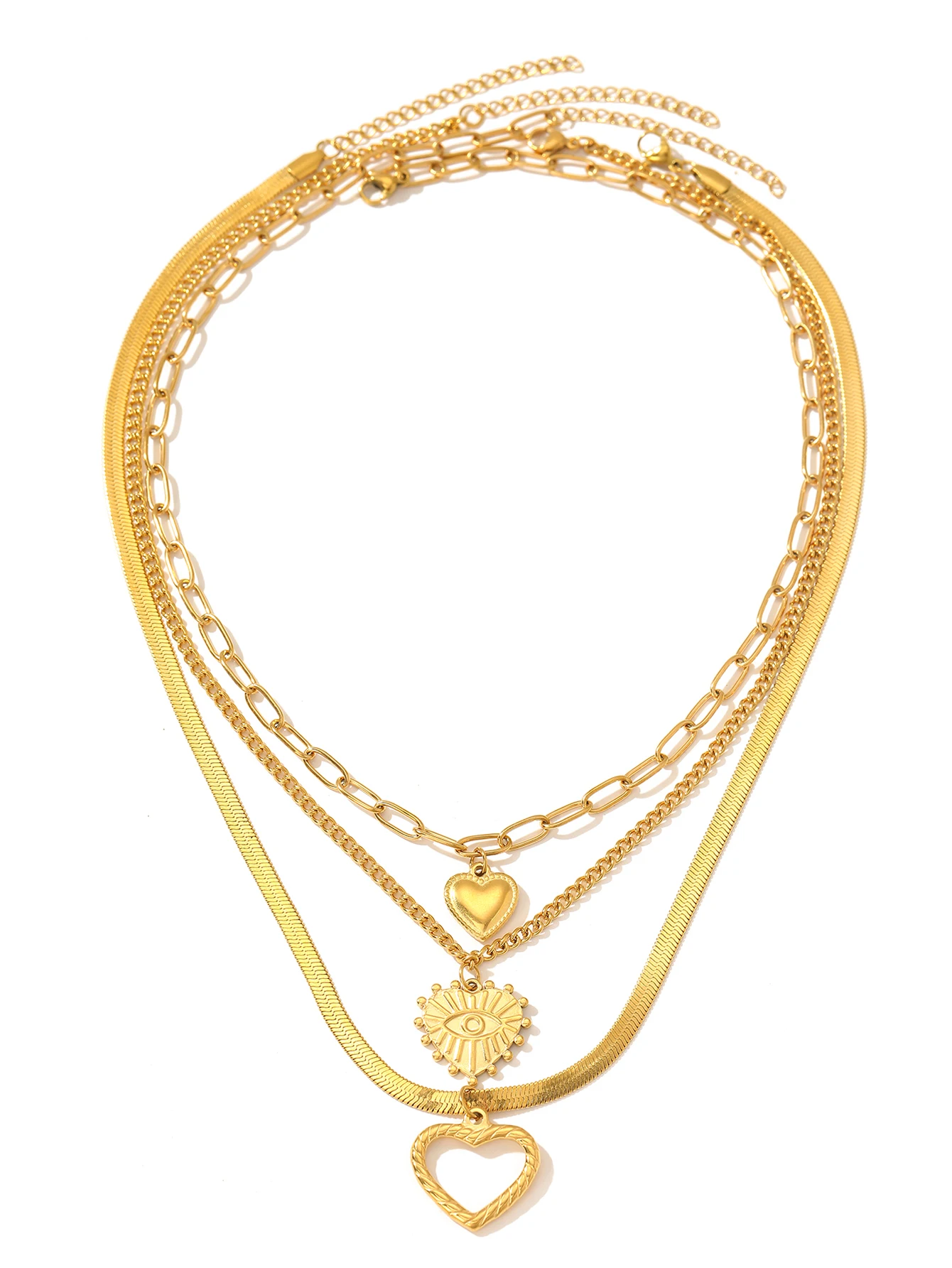 Edelstahl Halskette Vintage Edle Textur Einzigartige Herz Anhänger Multi-stil Kette Feine Halskette Für Frauen Schmuck Party Tragen – Detail 11
