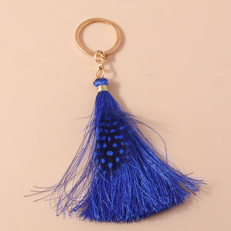 Pretty Tassels Feather Keychain Women Girl Key Ring Pendants for Handbag Decor DIY Handmade Jewelry Gifts – Detail 4