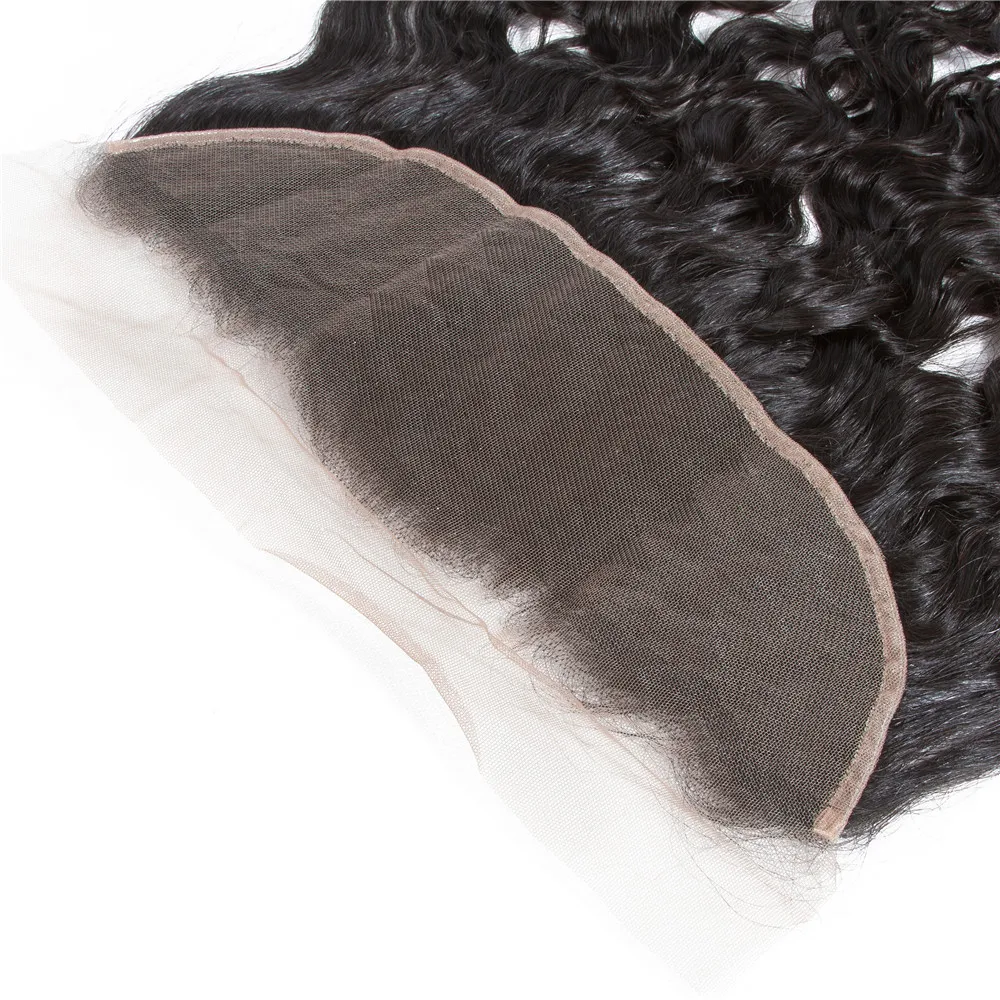 Water Wave Lace Frontal Human Hair 13x4 Lace Frontal Only 10"-22" Middle/Free/Three Part Human Hair With Natural Hairline