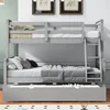 Solid Wood Double Bed Frame with Guardrail and Ladder 5
