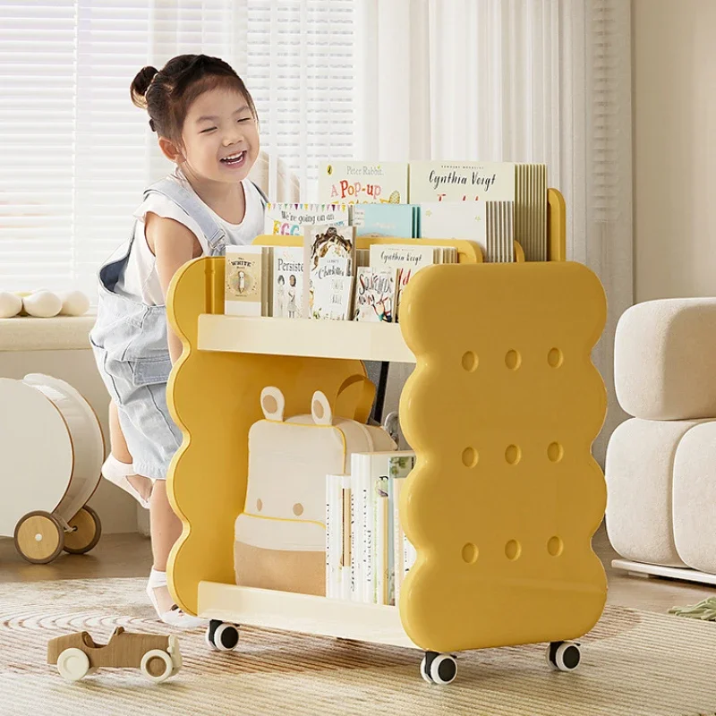 Creative Cheese Children's Bookshelf Living Room Toy Storage Cabinet Double-layer Picture Book Reading Book Storage