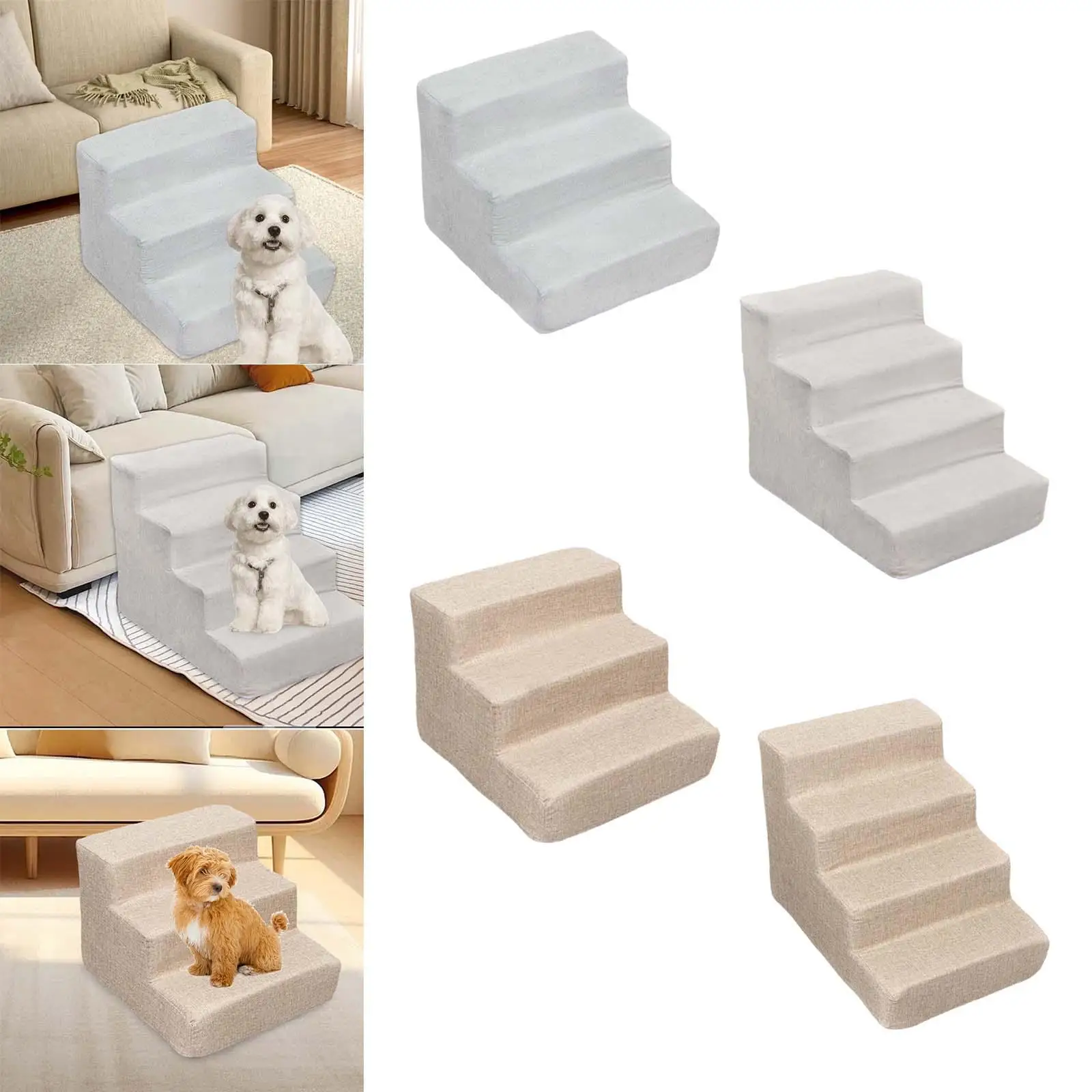 Dog Ramp Stairs Versatile Gentle Slope Shape for Older Dogs, Cats Removable Cover Sturdy Anti Slip High Density Sponge Dog Ramp Stairs Versatile Gentle Slope Shape for Older Dogs, Cats Removable Cover Sturdy Anti Slip High Density Sponge