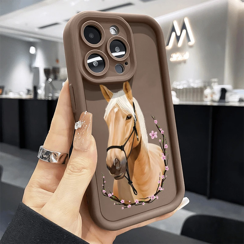 Adorable Horse-Patterned Silicone Shockproof Phone Case - Soft Protective Cover