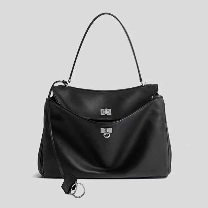 thumbnail image 1 of Maletín de negocios para mujer, de piel dividida, estilo rodeobag, moderno, de un solo hombro, con bandolera en diagonal, con hebilla para mujer, bolso para debajo del brazo, 1 of 5