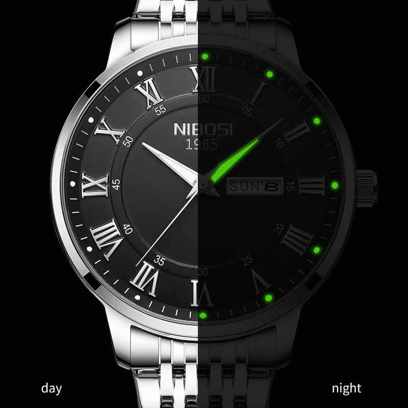 NIBOSI New Fashion Quartz Watches Men Stainless Steel Waterproof Week Date Mens Watches Top Brand Luxury Clock Relogio Masculino