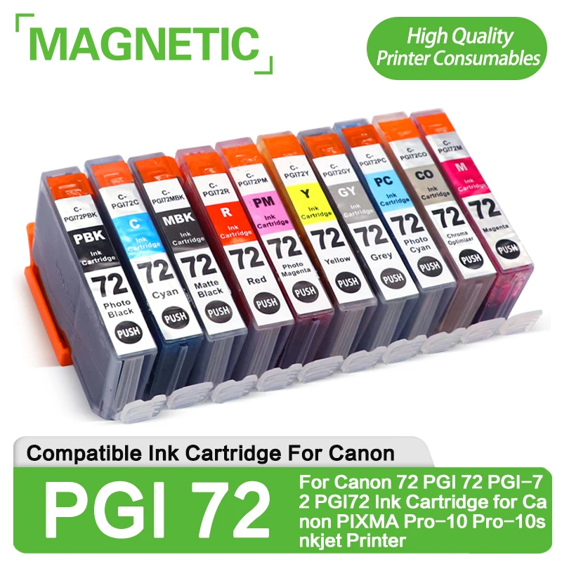 Cartucho de Tinta Magnético Compatível para Canon Pixma Pro10 Pro-10s Impressora Jato de Tinta 72 Pgi 72 Pgi72 Pgi72