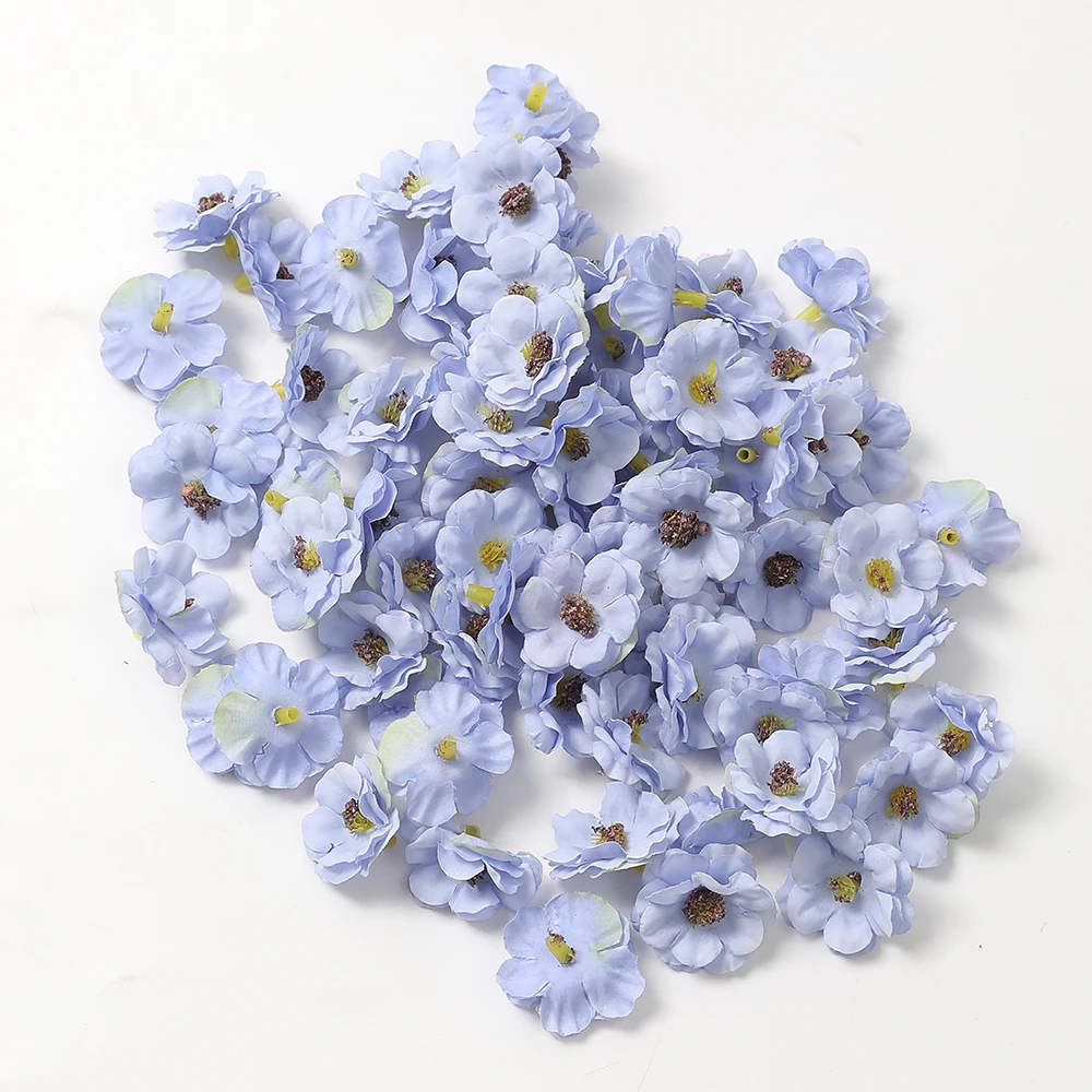 QUARKZMAN Teste di Fiori Artificiali, Piante di Foglie di Peonia di Seta, Fiori Finti di Ortensia Azzurra per Creazioni Fai-Da-Te, Matrimoni e Decorazioni per Feste, Confezione da 10